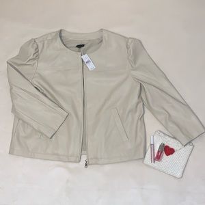 NWT Ann Taylor White Leather Jacket